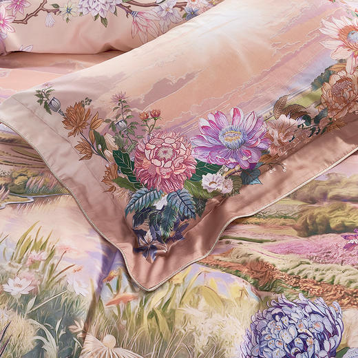 【6楼】富安娜独幅床单四件/大自然艺术家·晨曦初晓，牌牌价6980/7980，活动价3380/3680，加价499可换购价值4980/5980元的双宫茧桑蚕丝夏被1条（新品上市优惠购） 商品图3
