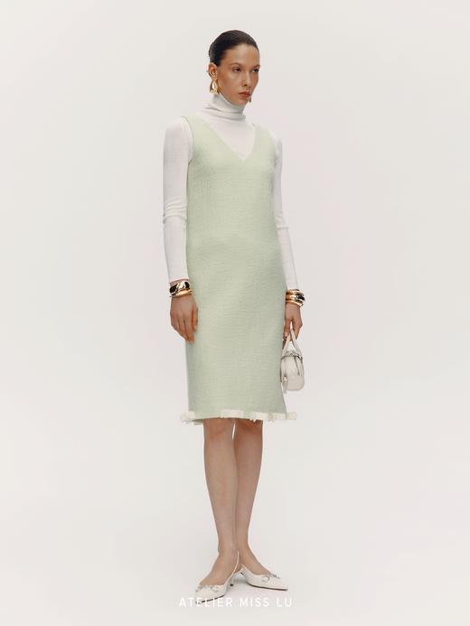 【大溪地花园】书页蝴蝶结拼接绵羊毛长款无袖连衣裙 商品图3