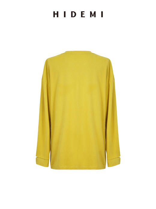 HIDEMI 极简圆领设计感不对称手工褶皱花苞垂顺亲肤棉氨弹力针织上衣 商品图9