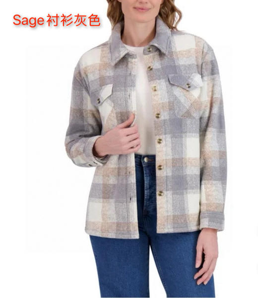 2025最新款来了，太好穿了！Sage女士百搭长袖保暖法兰绒抓绒格子衬衫，美国直邮特价230元🉐包税包邮到手🔥 商品图8