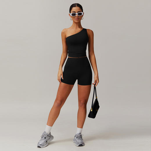 跃牌【轻匀系列】2025新款云感斜单肩收腰瑜伽背心速干运动塑形内衣跑步健身背心女WX6058 商品图4