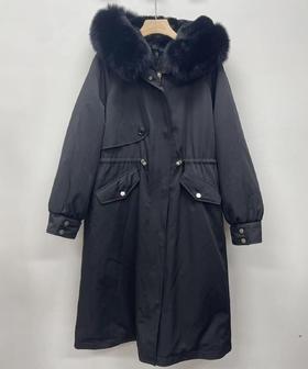 214 WS连帽大毛领时尚派克服长外套31127（黑） 冬季 314114032105