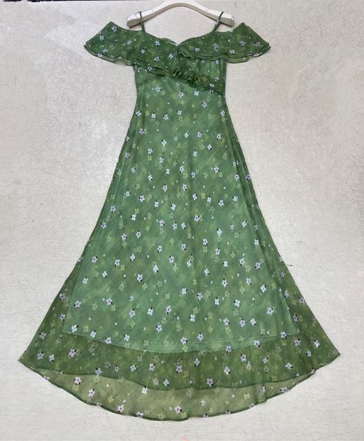 【门店同款】ENJOY夏季“悠然之境”清新绿花露肩裙 162897463 商品图0