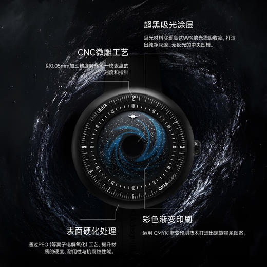 CIGA design玺佳机械表U系列蓝色星球·黑星艺术腕表Laberl Noir黑标联名版【售罄补货中】 商品图1