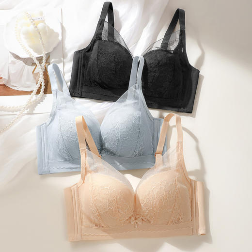 风荷初露 文胸(VIP)【小胸聚拢显大】性感蕾丝聚拢不空杯收副乳调整型无钢圈文胸 商品图9
