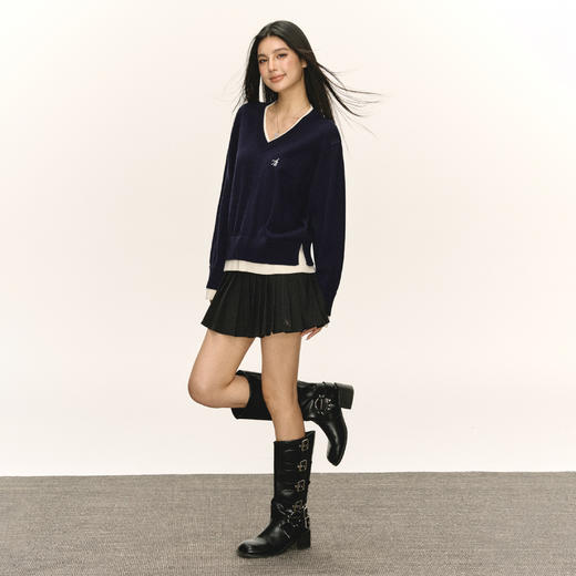 Ariseism 美式复古设计感假两件毛衣 商品图3