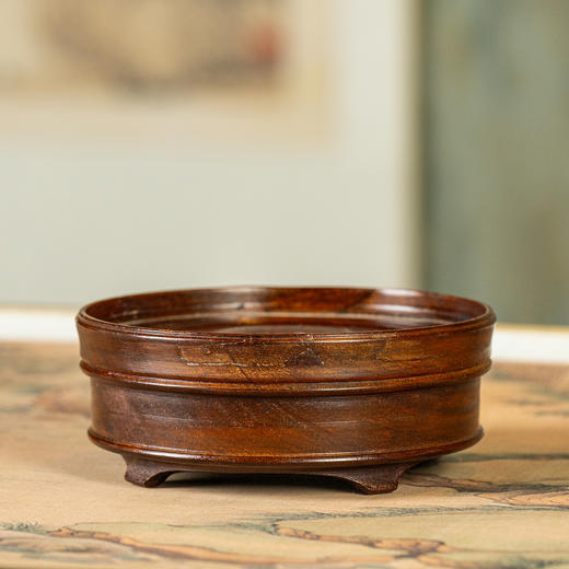 清	红木整挖弦纹圆形器座 商品图1