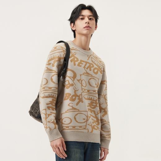 gxg.jeans男装 多色趣味图案宽松休闲毛衣男圆领线衫 25秋冬热卖 商品图2