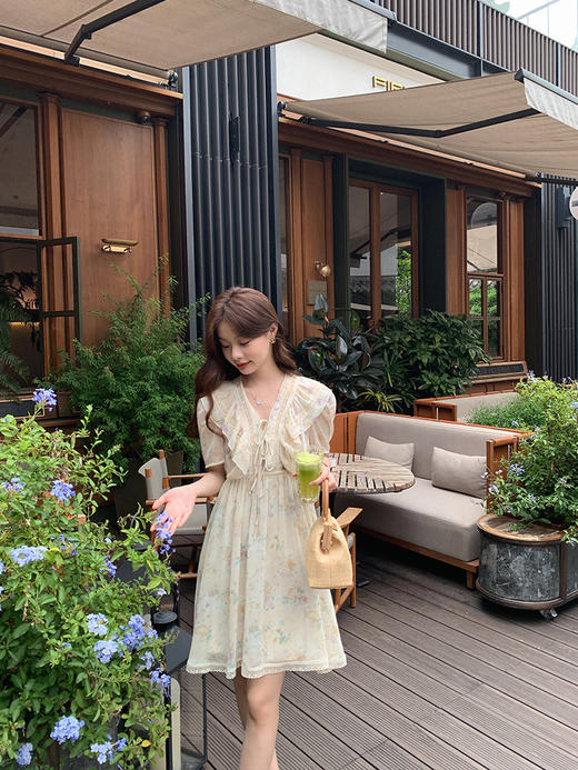 金蘑菇菇【白色海岸】长短款~轻盈荷叶领法式连衣裙 商品图12