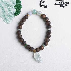 xy0477沉香+翡翠蟹钳手串