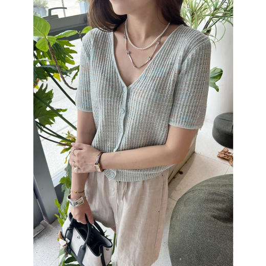 2507414   顶级“康宝莱” 亚麻珠片 短袖开衫 商品图6