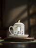 富玉 景德镇玲珑陶瓷茶杯吉祥双白大容量水杯 带盖茶杯办公杯 商品缩略图0