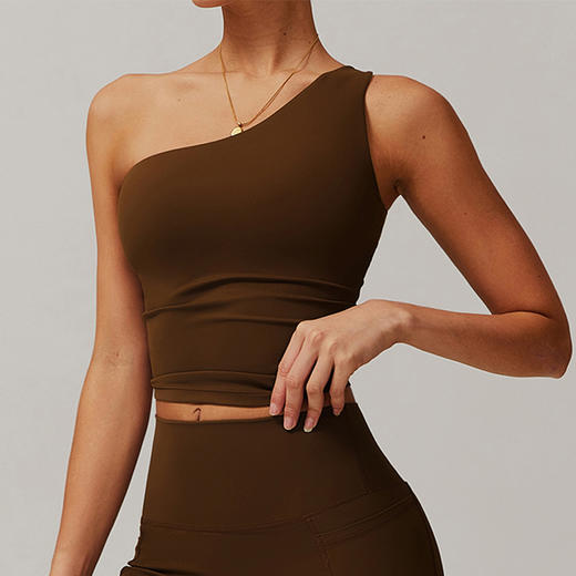 跃牌【轻匀系列】2025新款云感斜单肩收腰瑜伽背心速干运动塑形内衣跑步健身背心女WX6058 商品图0