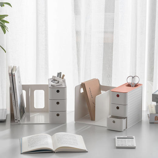 【橙/灰/蓝三色】娜家桌面抽屉式文具收纳盒 商品图4