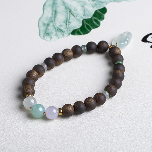 xy0477沉香+翡翠蟹钳手串 商品图3