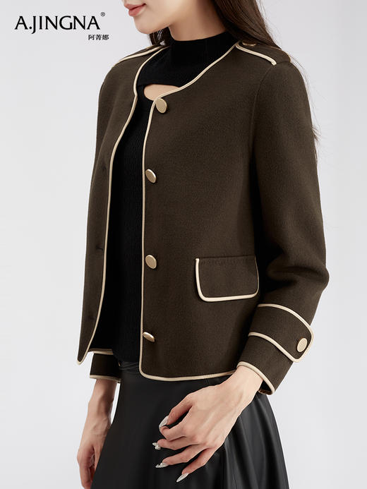 【商城同款】阿菁娜绵羊毛圆领箱型羊毛外套F30D211069 商品图2