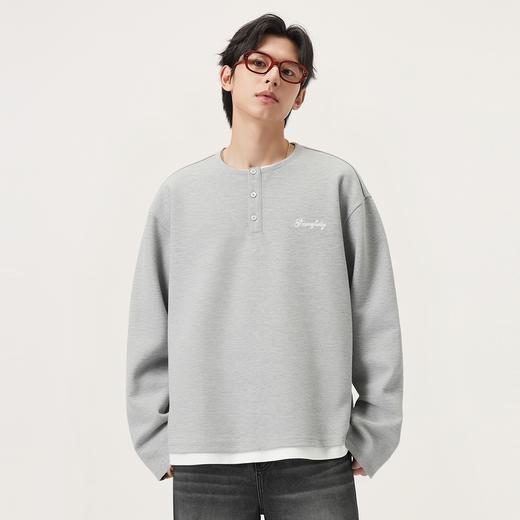 gxg.jeans男装  假两件字母刺绣简约宽松半开襟卫衣男士 25秋热卖 商品图1