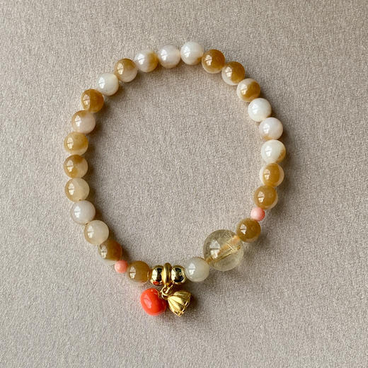 和田玉（半糖）6mm玉珠（圆珠）手串 商品图0