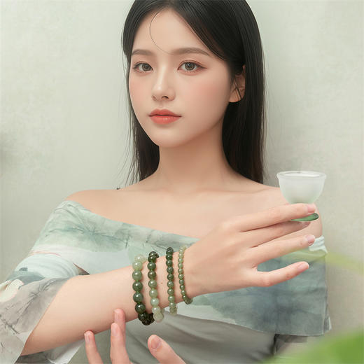 青白和田玉手链 中国风玉手串叠戴手链女士礼物MEMORA诗普琳NB101601、NB006304 商品图1