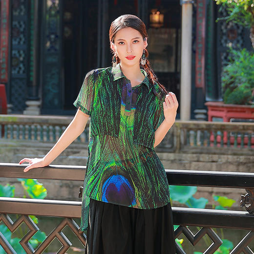 【夏季新品】雀情层次感印花上衣 | 轻薄透气 现货加急发 商品图0