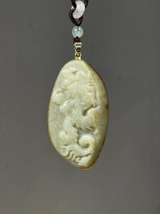 随形白玉雕龙纹镶金边吊坠，顺丰包邮 商品图9