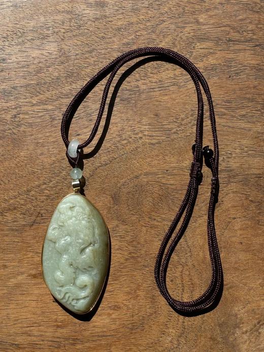 随形白玉雕龙纹镶金边吊坠，顺丰包邮 商品图4