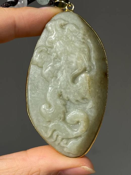 随形白玉雕龙纹镶金边吊坠，顺丰包邮 商品图5