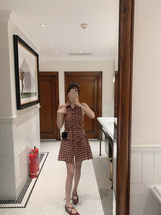 金蘑菇菇【甜茶覆盆子 格子系列】3个版 显白收腰复古格子连衣裙 商品图11