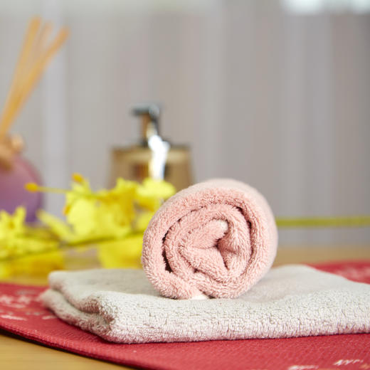 巴乔系列毛巾 面巾/小浴巾/窄版浴巾/浴裙/方巾/沐浴发带 粉色/浅灰色 商品图7