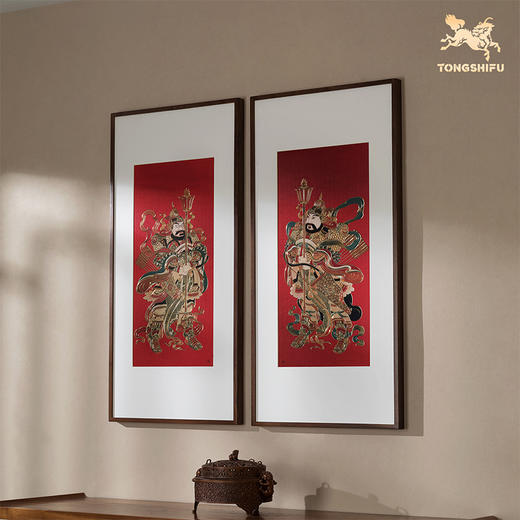 铜师傅 手工錾刻《门神纳福（一对）》客厅玄关画沙发背景墙挂画 商品图1