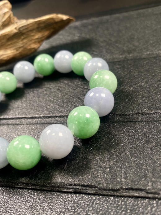 【FC0049】18K金镶嵌翡翠苹果绿+紫罗兰手串 珠圆玉润 美观大方 商品图3