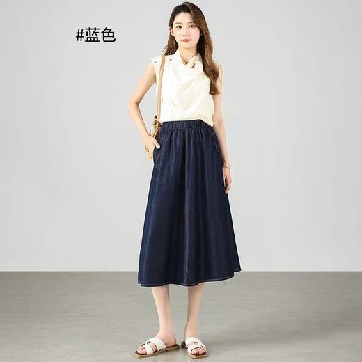 【智小姐A字摆牛仔半身裙】夏日穿搭｜高腰显瘦：高腰设计，拉长腿部线条，让你瞬间拥有大长腿，A字裙摆，宽松舒适，修饰腿型，让你看起来更加轻盈俏皮 商品图0