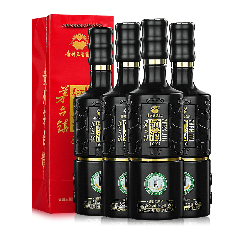 【五星酒厂】镇酒匠10 750ml 贵州酱香型白酒53度粮食坤沙白酒整箱4瓶