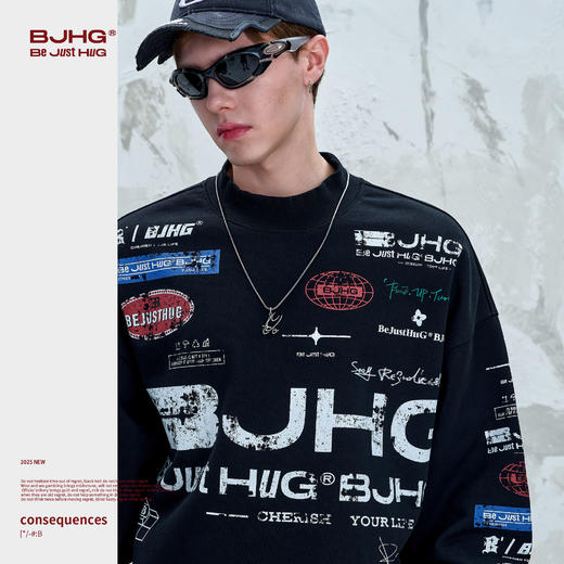 BJHG不计后果 美式暖皮卫衣男款秋季2025新款机车风情侣长袖T恤女 商品图2