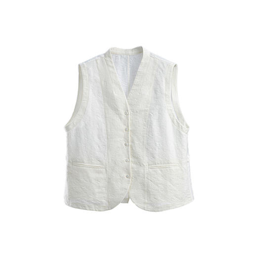 绽放393朵/【黑白灰系列·老钱马甲】复古老钱风提花拼接无袖马甲 商品图4