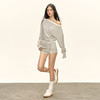Ariseism 美式复古斜肩长袖上衣+短裤两件套早秋新款套装女 商品缩略图0