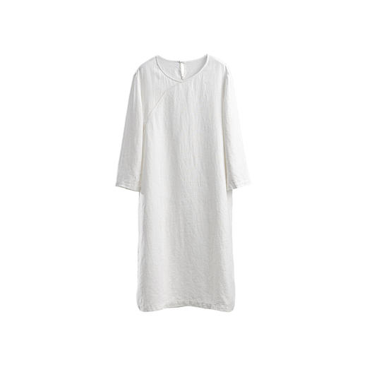 绽放女装448朵/【黑白灰系列】纯汉麻砂洗斜襟高开衩显瘦连衣裙女 商品图4