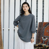 绽放女装468朵/【黑白灰系列·至简T】汉麻棉圆领宽松中长款T恤女 商品缩略图1