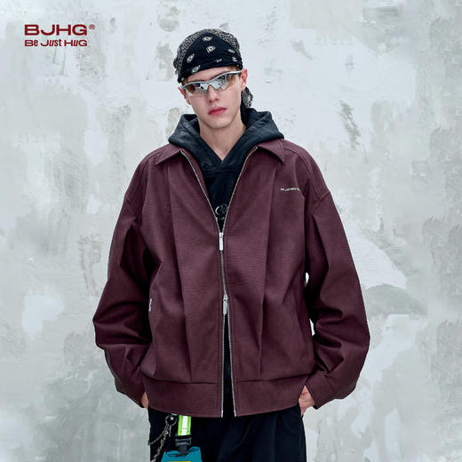 BJHG不计后果鳄鱼纹PU皮休闲夹克外套男款秋美式复古设计感皮衣女 商品图1