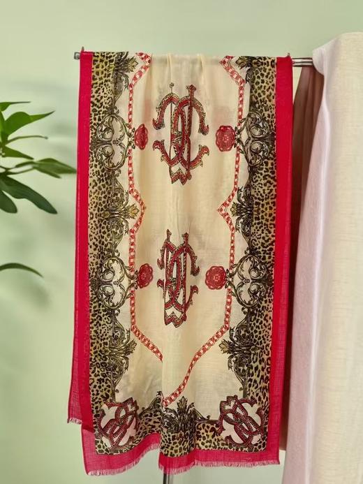 ｛特卖｝100%羊毛围巾花型十八红拼卡豹纹元素～喜出 商品图1