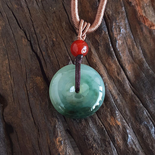 【天然正品】A货翡翠天然无杂裂糯种飘花平安扣造型翡翠（吉祥、如意）吊坠项链18.7*18.7*5.4MM（皆取最大值）女士现售价：580特价！110725NJM05 商品图6