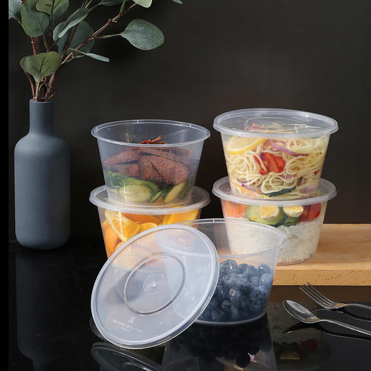 美丽雅1000ml圆形餐盒带盖加厚款包装随机 20套/袋 商品图7