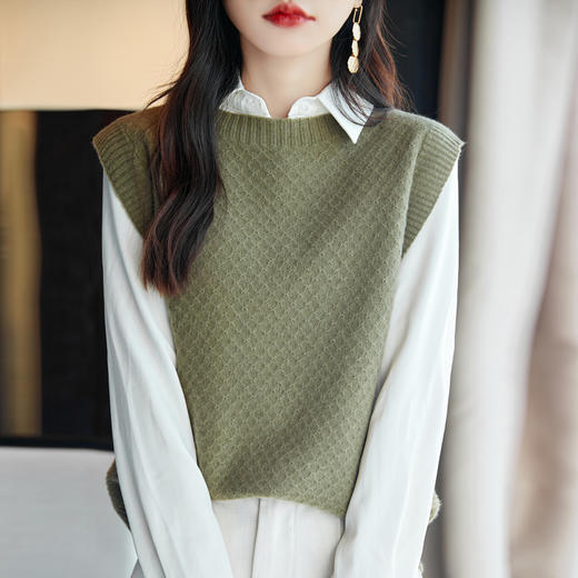 Avann阿曼衣无缝圆领简约羊毛马甲ZM061 商品图11