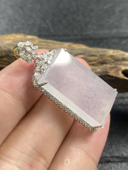 【FC0041】18K金镶嵌翡翠冰种无事牌吊坠  冰润通透 完美大气 商品图2