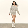 Ariseism 美式复古斜肩长袖上衣+短裤两件套早秋新款套装女 商品缩略图3
