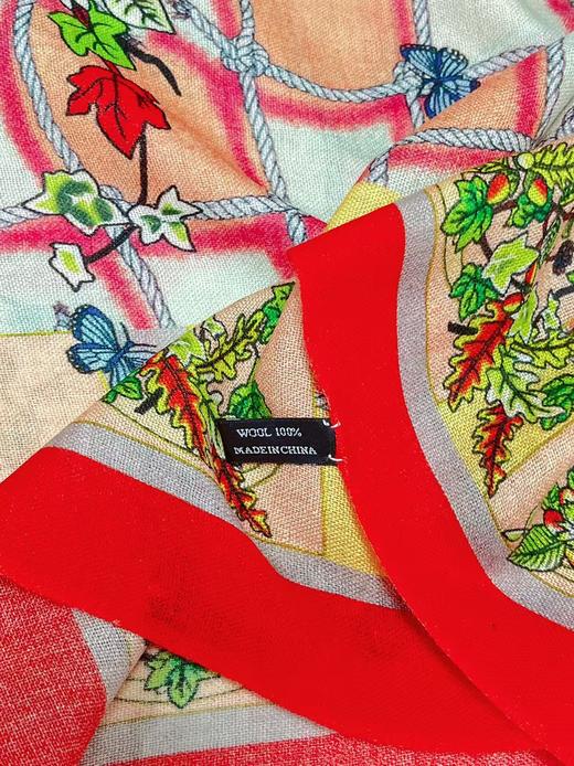 ｛特卖｝100%羊毛围巾花型三十四田园花卉红边～喜出 商品图3