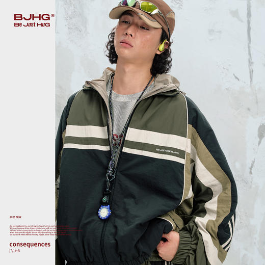 BJHG不计后果美式复古夹克外套男款秋季撞色拼接防水运动休闲外套 商品图1