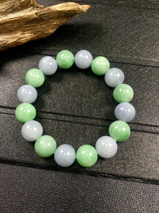 【FC0049】18K金镶嵌翡翠苹果绿+紫罗兰手串 珠圆玉润 美观大方 商品图2