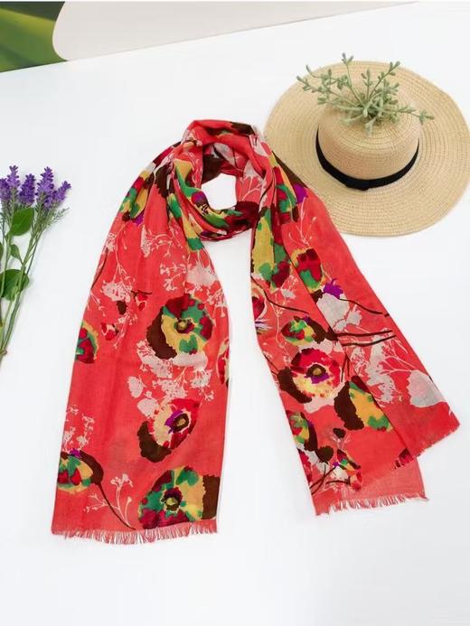 ｛特卖｝100%羊毛围巾花型三十西瓜红花卉～喜出 商品图0