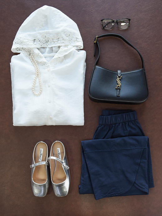 人间白月光天丝防晒钩花连帽衬衣 商品图14